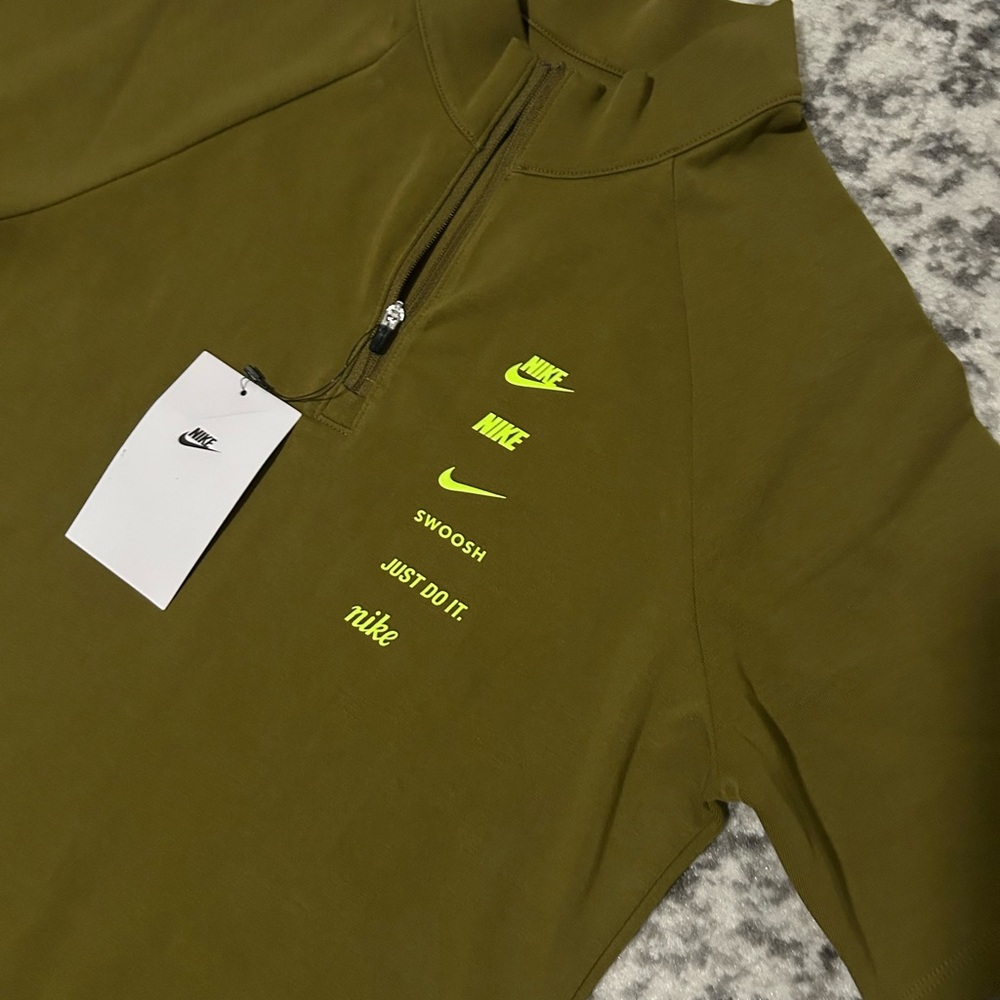 Nike Womens Sportswear Swoosh Dress Olive Flak/Volt-Size M - Picture 7 of 8